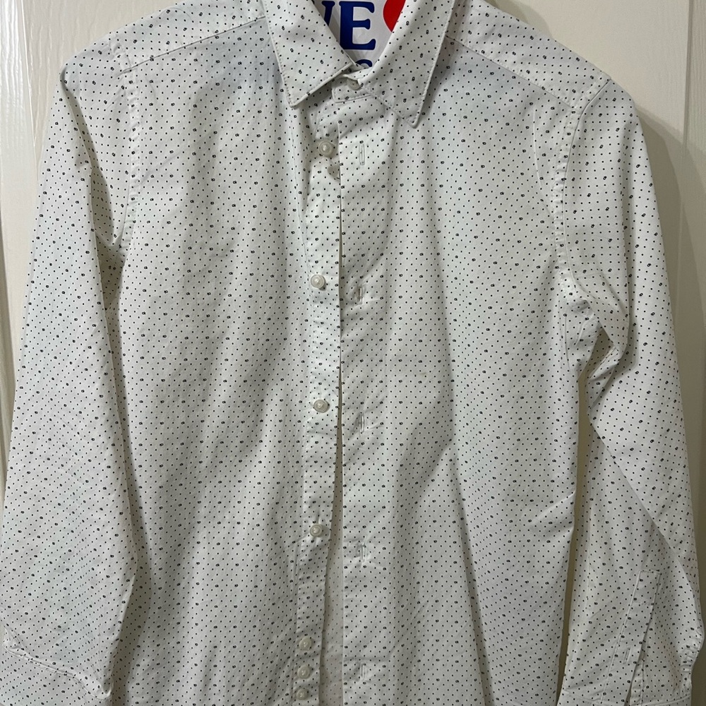 Calvin Klein White and Black Polka Dot Shirt